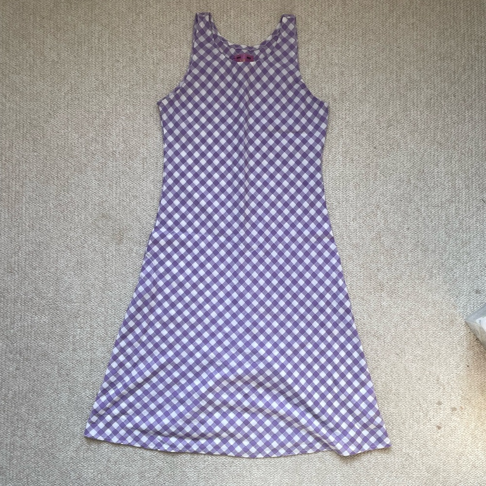 UNIF Peach dress in purple and white